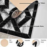 Dekoreko Kaymaz Taban Djt Banyo Halısı Yıldız Deri Saçaklı Modern 722