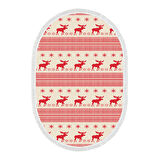 Alanur Home Yılbaşına Özel Pamuk Dijital Yıkanabilir Oval Halı Chr6M