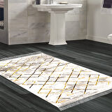 Dekoreko Kaymaz Taban Djt Banyo Halısı Yıldız Deri Saçaklı Modern M5026