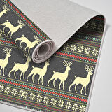 Alanur Home Yılbaşına Özel Keçe Dijital Yıkanabilir Halı Chr2M