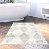 Dekoreko Kaymaz Taban Djt Banyo Halısı Star Pamuk Saçaklı İskandinav F5131