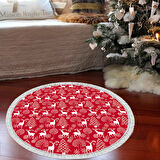 Alanur Home Yılbaşına Özel Keçe Dijital Yıkanabilir Yuvarlak Halı Chr3M