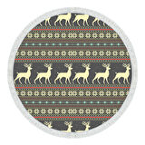 Alanur Home Yılbaşına Özel Pamuk Dijital Yıkanabilir Yuvarlak Halı Chr2M