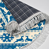 Alanur Home Yılbaşına Özel Pamuk Dijital Yıkanabilir Yuvarlak Halı Chr5M