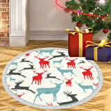 Alanur Home Yılbaşına Özel Keçe Dijital Yıkanabilir Yuvarlak Halı Chr7M