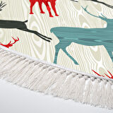 Alanur Home Yılbaşına Özel Keçe Dijital Yıkanabilir Yuvarlak Halı Chr7M