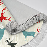 Alanur Home Yılbaşına Özel Keçe Dijital Yıkanabilir Yuvarlak Halı Chr7M