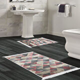 Dekoreko Kaymaz Taban Djt 2 Li Banyo Paspas Takımı Yıldız Deri Saçaklı İskandinav 661M