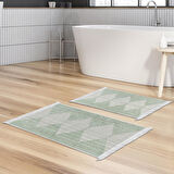 Dekoreko Kaymaz Taban Djt 2 Li Banyo Paspas Takımı Yıldız Deri Saçaklı İskandinav F5085