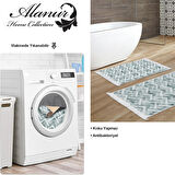 Dekoreko Kaymaz Taban Djt 2 Li Banyo Paspas Takımı Yıldız Deri Saçaklı İskandinav F5124