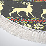 Alanur Home Yılbaşına Özel Keçe Dijital Yıkanabilir Oval Halı Chr2M