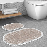 Eko Trend Djt 2 Li Yıkanabilir Kaymaz Taban Oval Banyo Paspas Klozet Takımı 1488 Modern