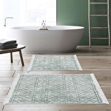 Dekoreko Kaymaz Taban Djt 2 Li Banyo Paspas Takımı Yıldız Deri Saçaklı İskandinav F5079