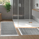 Dekoreko Kaymaz Taban Djt 2 Li Banyo Paspas Takımı Yıldız Deri Saçaklı İskandinav F5084