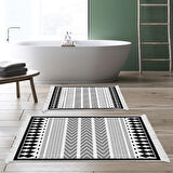 Dekoreko Kaymaz Taban Djt 2 Li Banyo Paspas Takımı Yıldız Deri Saçaklı İskandinav M1273