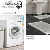 Dekoreko Kaymaz Taban Djt 2 Li Banyo Paspas Takımı Yıldız Deri Saçaklı Modern 1488