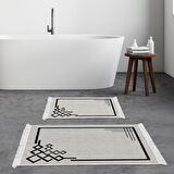 Dekoreko Kaymaz Taban Djt 2 Li Banyo Paspas Takımı Yıldız Deri Saçaklı Modern 1919