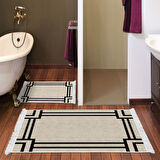 Dekoreko Kaymaz Taban Djt 2 Li Banyo Paspas Takımı Yıldız Deri Saçaklı Modern 1920