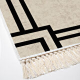 Dekoreko Kaymaz Taban Djt 2 Li Banyo Paspas Takımı Yıldız Deri Saçaklı Modern 1920