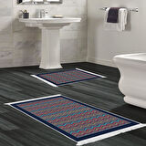 Dekoreko Kaymaz Taban Djt 2 Li Banyo Paspas Takımı Yıldız Deri Saçaklı Modern 1935