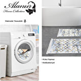 Dekoreko Kaymaz Taban Djt 2 Li Banyo Paspas Takımı Yıldız Deri Saçaklı Modern M5026