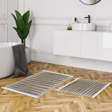 Dekoreko Kaymaz Taban Djt 2 Li Banyo Paspas Takımı Yıldız Deri Saçaklı Modern M5045