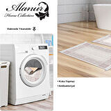 Dekoreko Kaymaz Taban Djt 2 Li Banyo Paspas Takımı Yıldız Deri Saçaklı Modern M5076