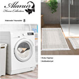 Dekoreko Kaymaz Taban Djt 2 Li Banyo Paspas Takımı Yıldız Deri Saçaklı Modern M5076