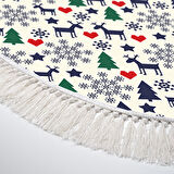 Alanur Home Yılbaşına Özel Pamuk Dijital Yıkanabilir Oval Halı Chr10M