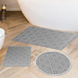 Dekoreko Kaymaz Taban Djt 3 Lü Banyo Paspas Takımı Star Pamuk Karışık Modern 605M