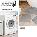 Dekoreko Kaymaz Taban Djt 3 Lü Banyo Paspas Takımı Star Pamuk Karışık Modern 605M