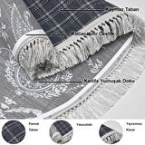 Dekoreko Kaymaz Taban Djt Salon Halısı Star Pamuk Saçaklı Oval Modern 1861M