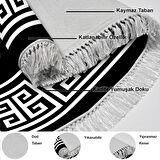 Dekoreko Kaymaz Taban Djt Salon Halısı Trend Saçaklı Oval Modern 608M