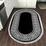 Dekoreko Kaymaz Taban Djt Mutfak Halısı Trend Saçaklı Oval Modern 608M