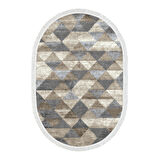 Dekoreko Kaymaz Taban Djt Salon Halısı Yıldız Deri Saçaklı Oval İskandinav 661M