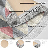 Dekoreko Kaymaz Taban Djt Salon Halısı Yıldız Deri Saçaklı Oval İskandinav 661M