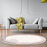 Dekoreko Kaymaz Taban Djt Salon Halısı Yıldız Deri Saçaklı Oval Modern 1342