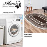 Dekoreko Kaymaz Taban Djt Salon Halısı Yıldız Deri Saçaklı Oval Modern 651M