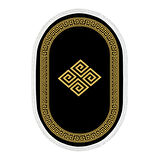 Dekoreko Kaymaz Taban Djt Salon Halısı Yıldız Deri Saçaklı Oval Modern 656M