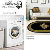 Dekoreko Kaymaz Taban Djt Salon Halısı Yıldız Deri Saçaklı Oval Modern 656M