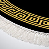 Dekoreko Kaymaz Taban Djt Salon Halısı Yıldız Deri Saçaklı Oval Modern 656M