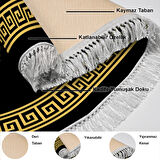 Dekoreko Kaymaz Taban Djt Salon Halısı Yıldız Deri Saçaklı Oval Modern 656M