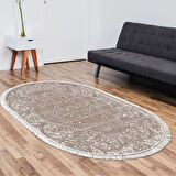 Dekoreko Kaymaz Taban Djt Salon Halısı Star Pamuk Saçaklı Oval Modern 1488