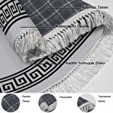 Dekoreko Kaymaz Taban Djt Salon Halısı Star Pamuk Saçaklı Oval Modern 656M