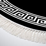 Dekoreko Kaymaz Taban Djt Salon Halısı Star Pamuk Saçaklı Oval Modern 656M