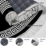 Dekoreko Kaymaz Taban Djt Salon Halısı Star Pamuk Saçaklı Oval Modern 656M