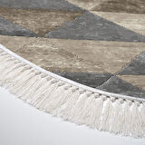 Dekoreko Kaymaz Taban Djt Mutfak Halısı Yıldız Deri Saçaklı Oval İskandinav 661M