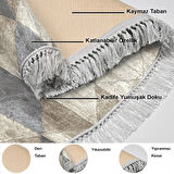 Dekoreko Kaymaz Taban Djt Mutfak Halısı Yıldız Deri Saçaklı Oval İskandinav 661M