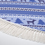 Alanur Home Yılbaşına Özel Pamuk Dijital Yıkanabilir Yuvarlak Halı Chr9M