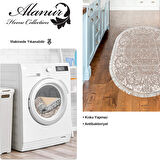 Dekoreko Kaymaz Taban Djt Mutfak Halısı Yıldız Deri Saçaklı Oval Modern 1488